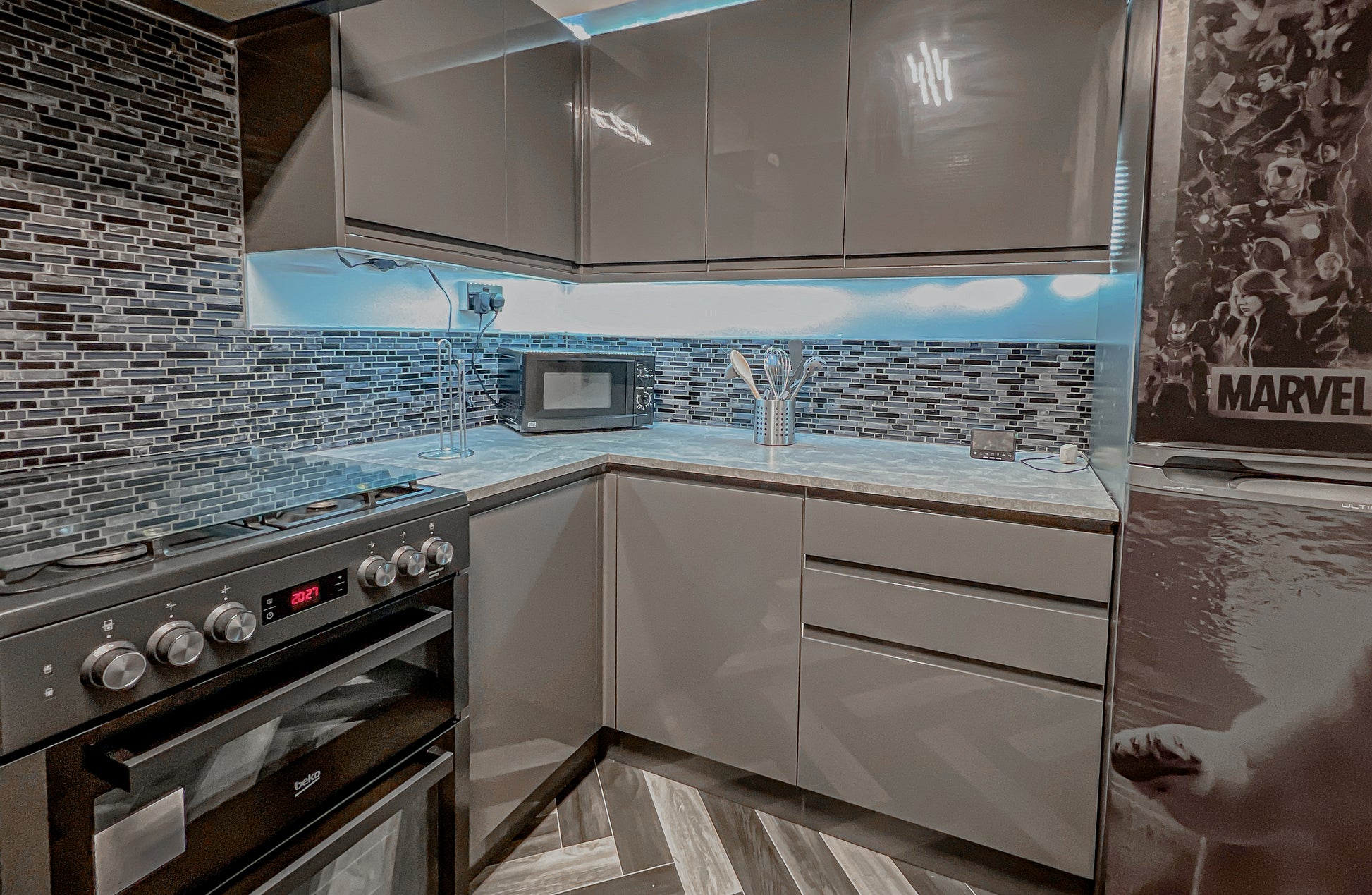 modern kitchen bright with leds in central london airbnb vacation rental