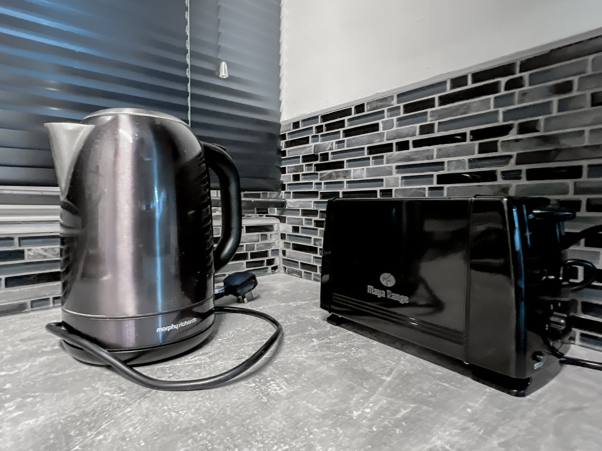 apliances of an airbnb property in cenral london kettle toast machine