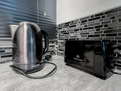 apliances of an airbnb property in cenral london kettle toast machine